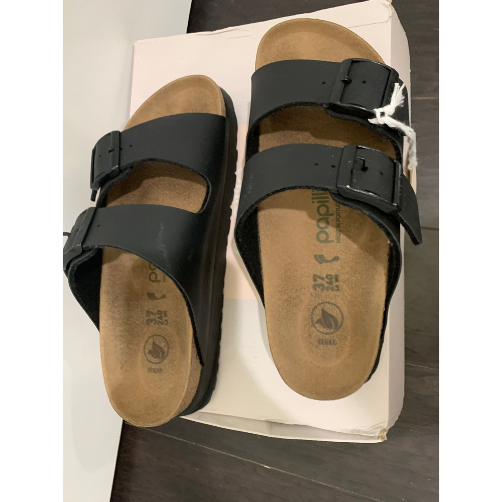 NWT Papillio by Birkenstock Arizona Platform Vegan Sandals Black 37 L6 M4 - Picture 6 of 8